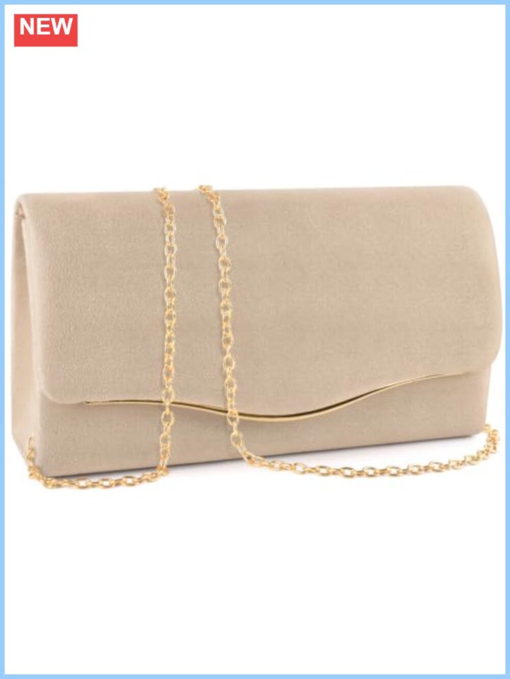 TINDTOP Velvet Faux Suede Clutch Evening Bag with Chain
